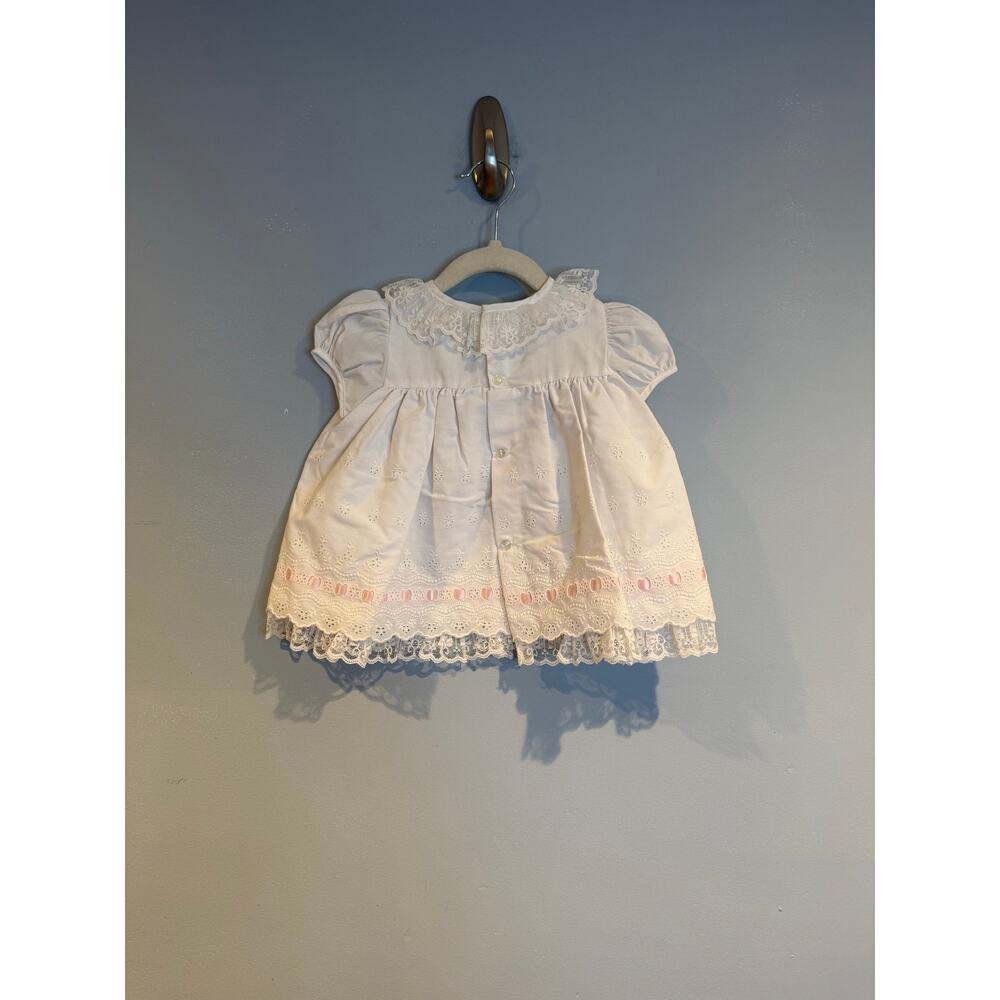 Vintage Baby Togs Eyelet Lace Dress & Bonnet Set – 6–9 Months